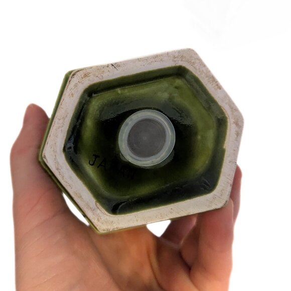 Vintage Green Japan Canister Counter Set of 2 Filigree Design Retro MCM - Picture 7 of 16